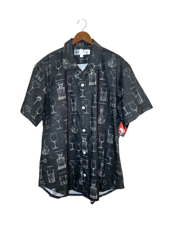 Cherry Velvet Cocktail Hour Charlie Shirt Rockabilly Retro Men's Button Up Shirt - Picture 1 of 9